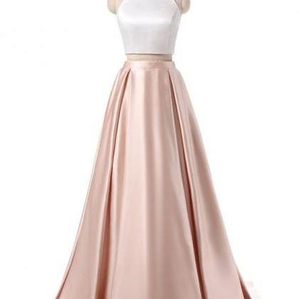 Light Pink Prom Dress, Simple Satin Prom Dress, 2..