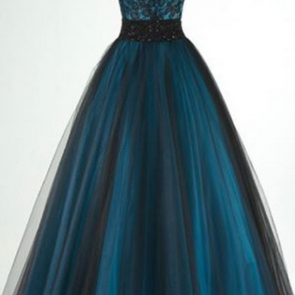 Spaghetti Straps V-neck A-line Prom Gown With Lace..