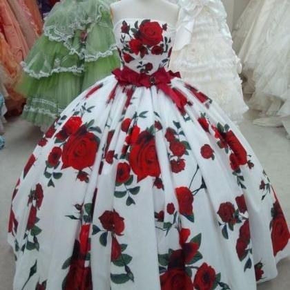 Ball Gowns Rose Floral Print Quinceanera Dresses..