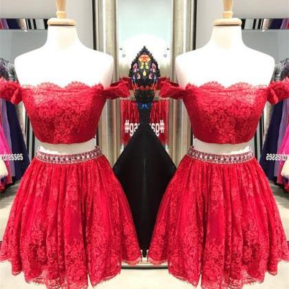 Charming Prom Dress,two Piece Prom Gown, Lace..