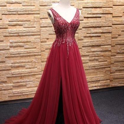 Charming Prom Dress, Sparkly Beaded Prom Dress, A..