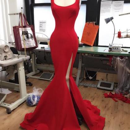 Mermaid Red Evening Dress,sexy Red Prom..