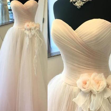 2018 A- Line Princess Sweetheart Neck Strapless..