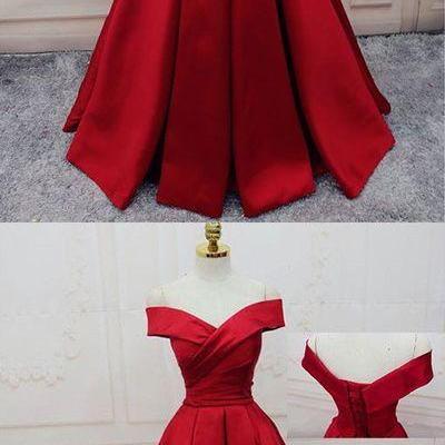 Red Prom Dresses Off-the-shoulder, Ball Gown Party..