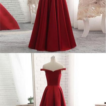 Off The Shoulder Red Formal Evening Gown A Line..
