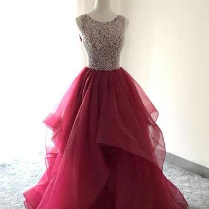 Sexy Tulle Prom Dress, Crystal Beaded Prom..