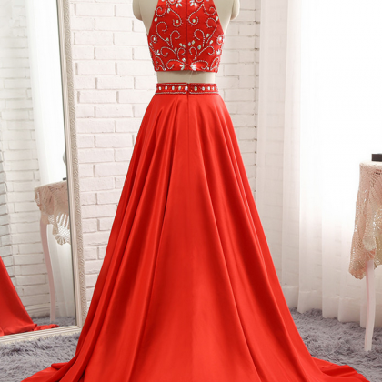A-line Red Evening Dresses Soft Satin Prom Party..