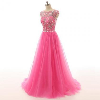Elegant A-line Tulle Prom Dress,Graduation Dress Y6421