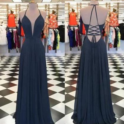 Simple A-line Floor Length Prom Dress ,formal..