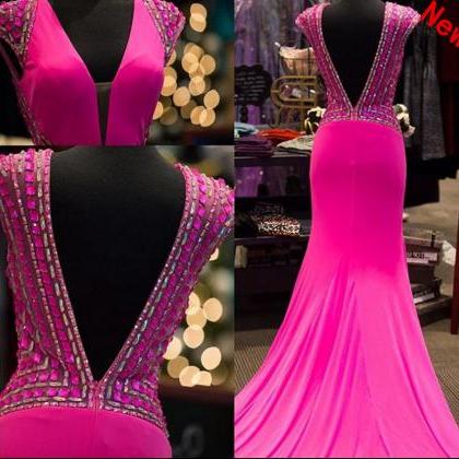 Sexy Evening Dresses,fuchsia Evening Gowns,prom..