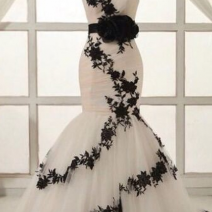 Wedding Dress, Dreaming White And Black Mermaid..