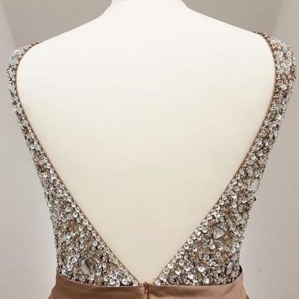 Sparkly Sequins Top Champagne Long Prom Dress,..