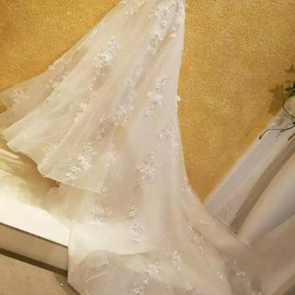 Long Wedding Dress, Backless Wedding Dress,..