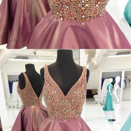 Sparkly Beads Pink Short Homecoming Dress Party..
