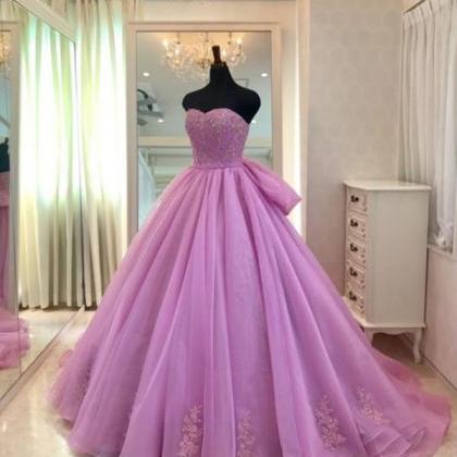 Sweetheart Neck Lavernder Tulle Formal Prom Gown,..