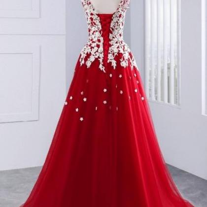 Burgundy, With Appliques Prom Dresses Fashion..