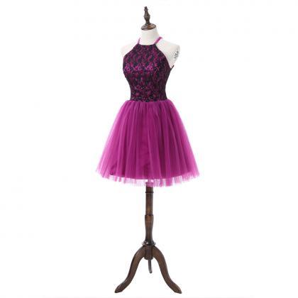 Charming Homecoming Dress, Tulle Purple Homecoming..