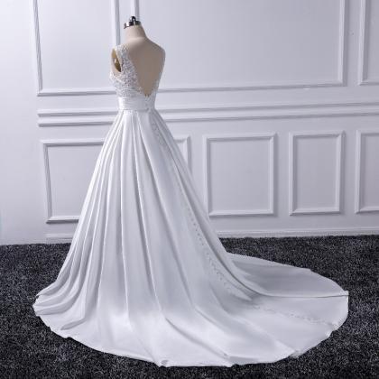 Low Back Wedding Dresses,chapel Train Bridal..