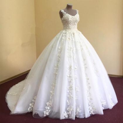 Wedding Dresses Ball Gown,flower Lace Appliques..