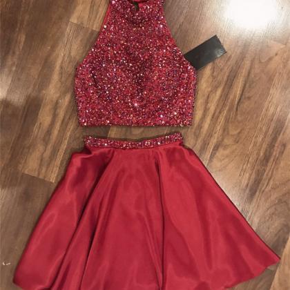 High Neck Homecoming Dress,two Piece Prom..