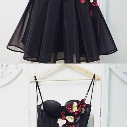 Black Tulle Sweetheart Neck Short Prom Dress,..