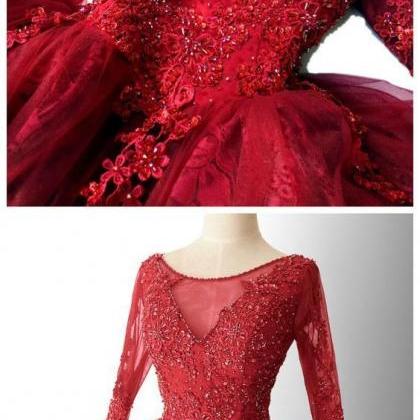 Chic A-line Red Homecoming Dresses Lace Short Prom..