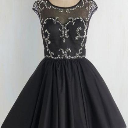 Chic Homecoming Dresses Beading Little Black Dress..