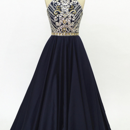 The Satin Ball Gown Of Dark Blue Dress Custom-made..