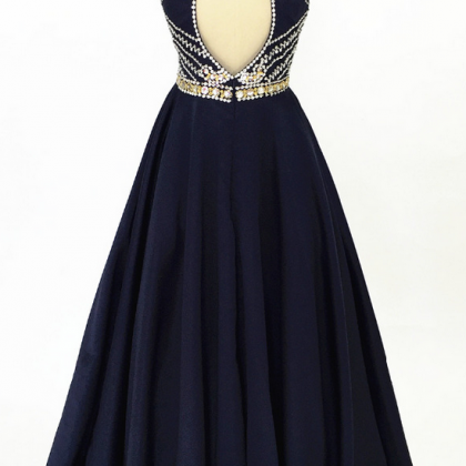 The Satin Ball Gown Of Dark Blue Dress Custom-made..