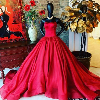 Strapless Red Long Ball Gown