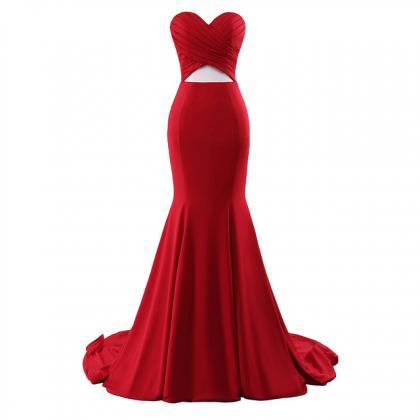 Charming Prom Dress,sexy Sleeveless Red Prom..