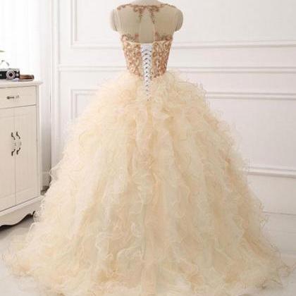 Ball Gown Lace-up Prom Dress,long Prom..