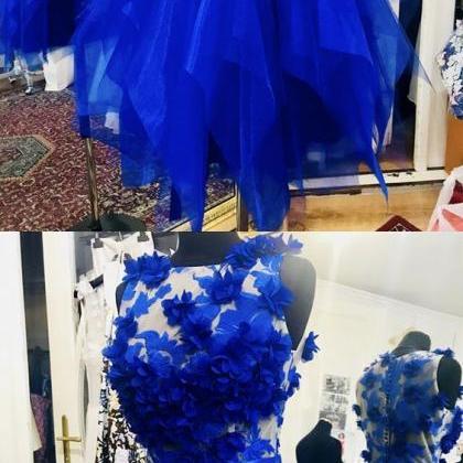 Royal Blue Short Prom Dress,Homecoming Dress For Girls,Tulle Girl Party Dress PD00167 main image 0