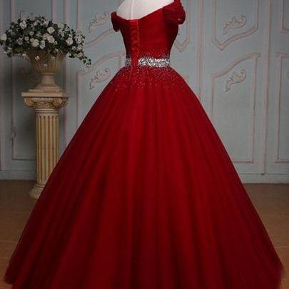 Off Shoulder Red Prom Dresses,ball Gown , Prom..