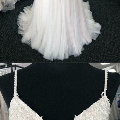 Charming Spaghetti Straps White Wedding Dresses..