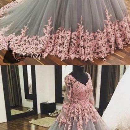 Custom Made Unique V Neck Wedding Dress Tulle..