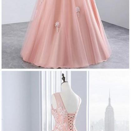 Pink Tulle Evening Dress,sexy Ball Gowns, Custom..