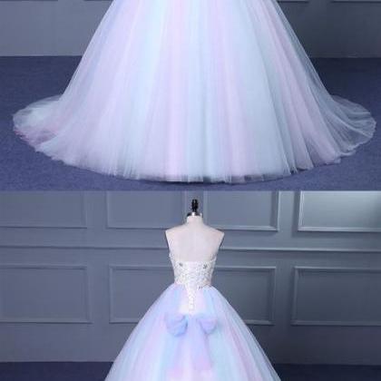 Unique Strapless Sweetheart A Line Wedding Dresses..