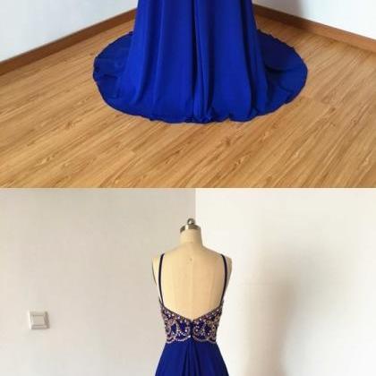 Royal Blue Prom Dress ,long Homecoming Dress, Back..