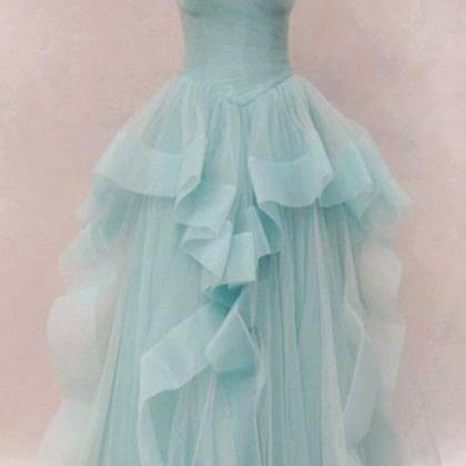 Sweetheart Neck A-line Long Tulle Prom Dress..