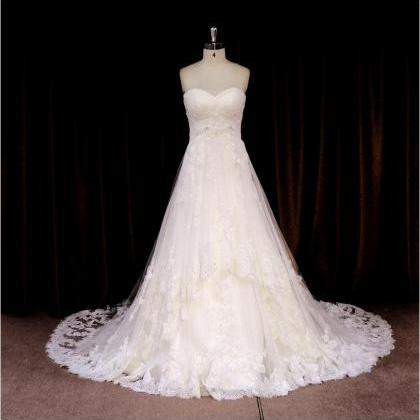 Lace Wedding Dress,a Line White Wedding..
