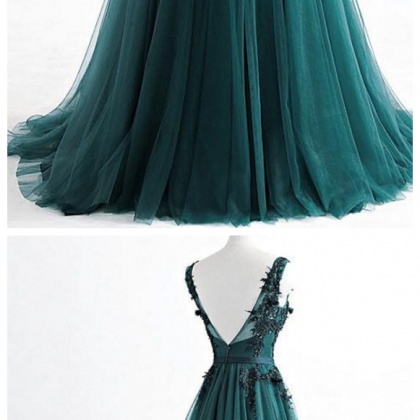 Lace and Tulle Floor Length Dress with V neck Papaya