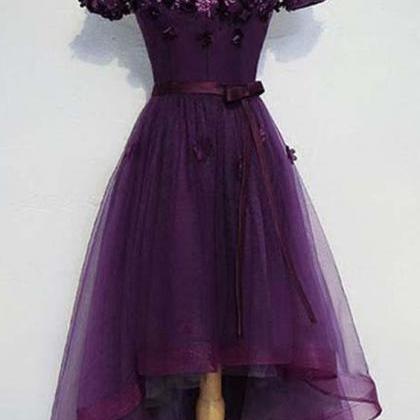 A-line Cute Purple High Low Prom Dress Purple..