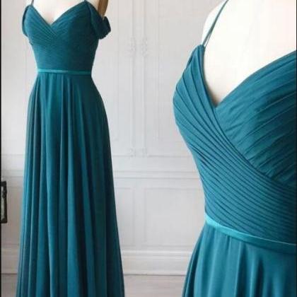 Simple Sweetheart Green Chiffon Long Prom Dress,..