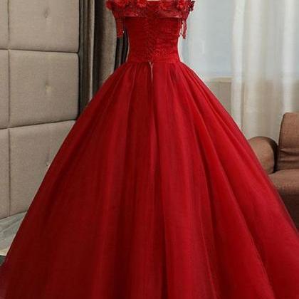 Burgundy Tulle Lace Long Prom Dress Burgundy Tulle..