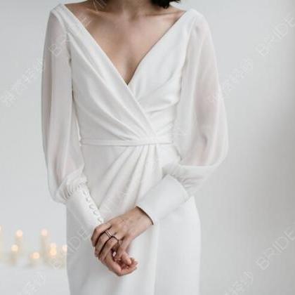 Fashion White Chiffon Ruched Women Prom Dress..