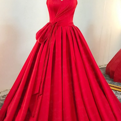 Red Sweetheart Sleeveless Long Prom Dresses A Line..