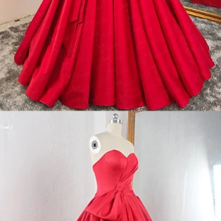 Red Sweetheart Sleeveless Long Prom Dresses A Line..