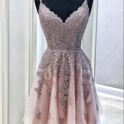 Cute Tulle Lace Short Prom Dress, Tulle Lace..