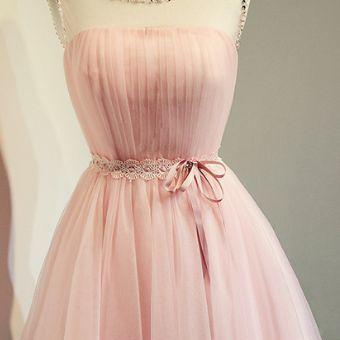 Blush Pink Short Beading Prom Dresses,a-line Cap..